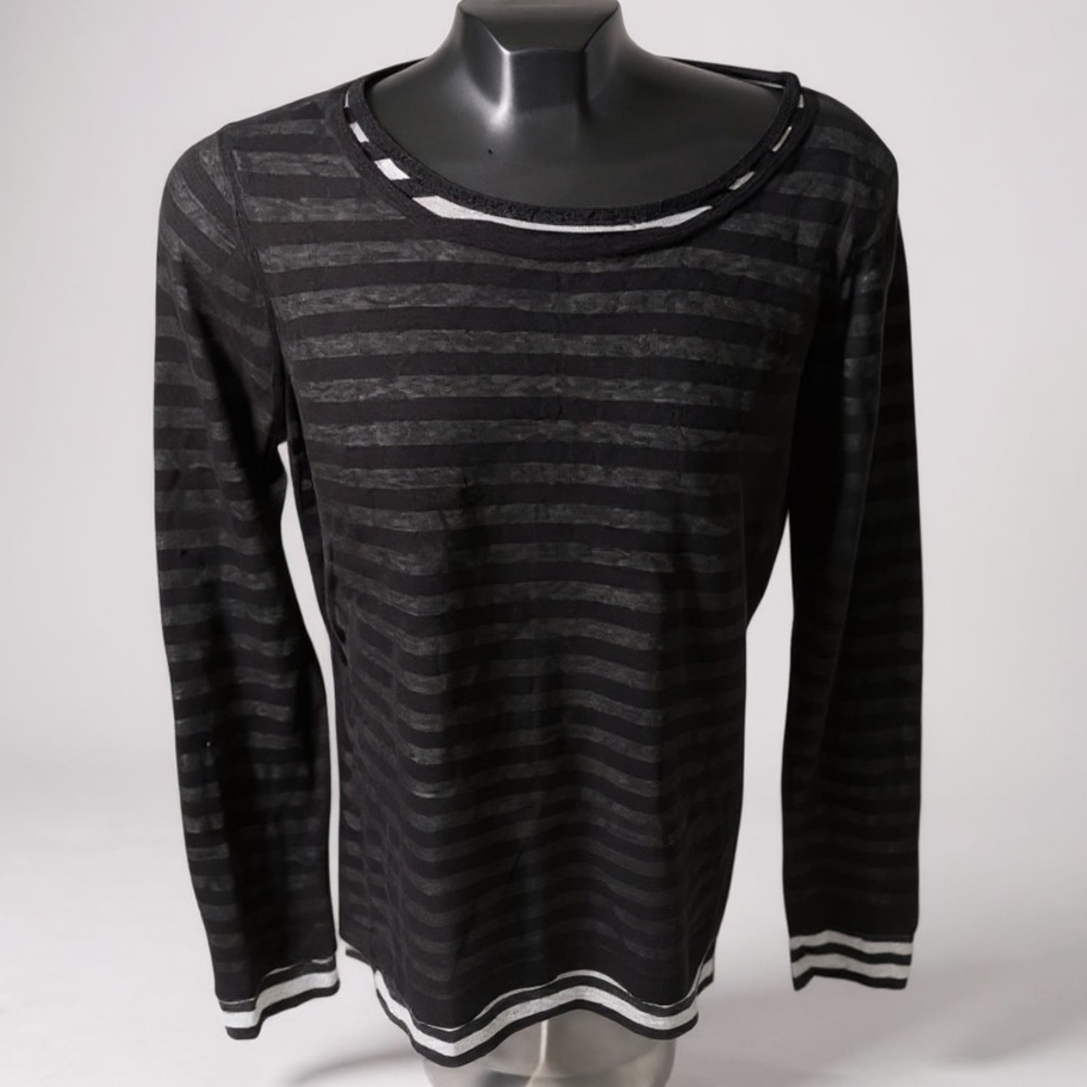 Michael Kors NEW Striped Sweater Layered Crew Soft Cotton Lightweight Preppy L